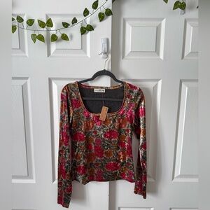 NWT Velvet Floral Colorful Long Sleeve top by Natural Life